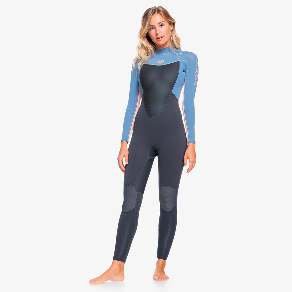 Long John Feminino Roxy Prologue 3/2mm BZ LS - Azul/Cinza - Raízes