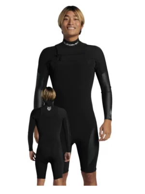 Short John Quiksilver Mercury Spring 2.2 mm Manga Longa Zíper na Frente - Preto - Tam. MS