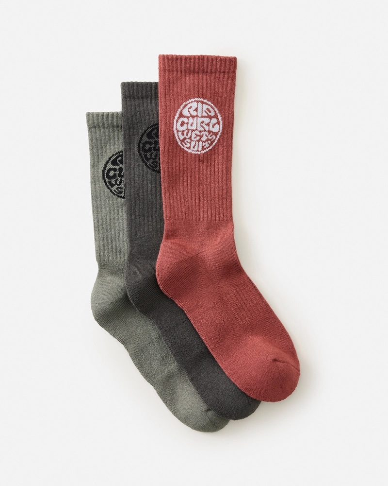 Kit 3 Meias Rip Curl Wetty Crew Black