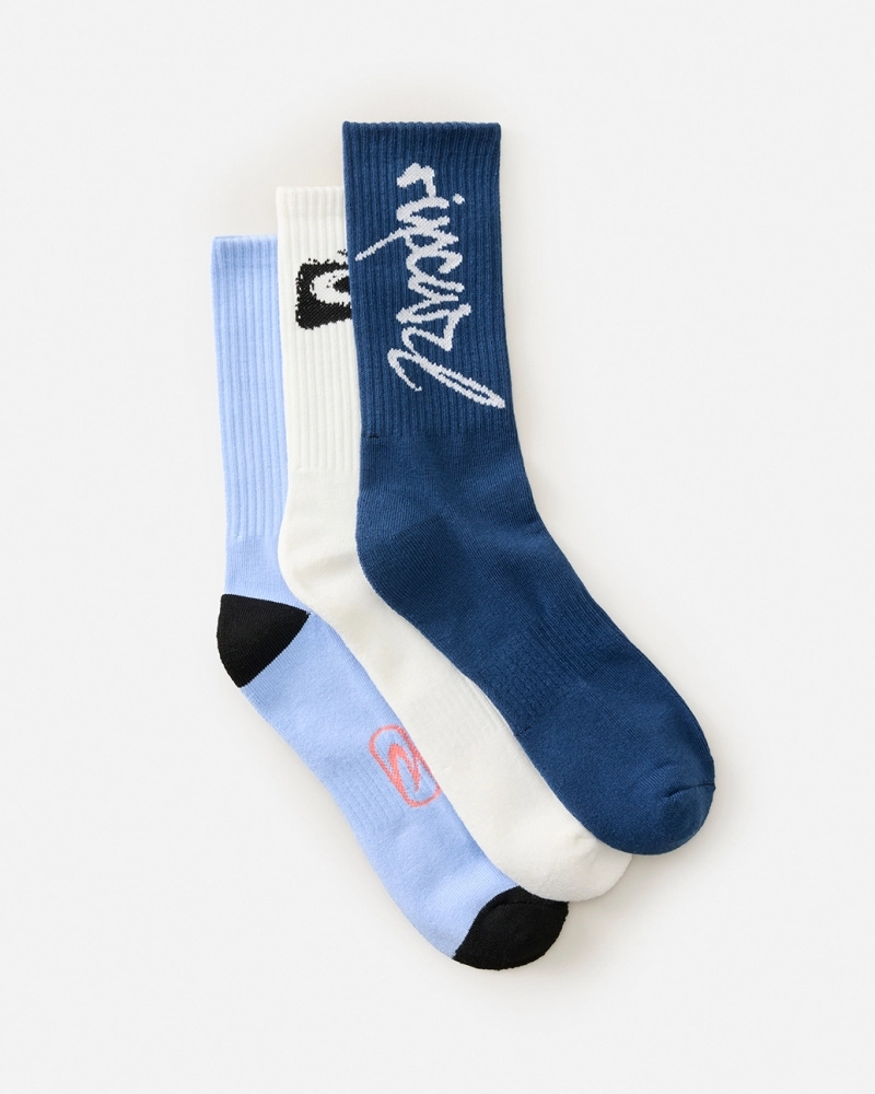 Kit 3 Meias Rip Curl Retro Crew Dark Navy
